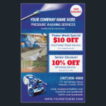 Pressure Power Washing  Half Page Template<br><div class="desc">Customize this pressure washing (power washing) half page flyer template design to suit your needs and business. This pressure washing template displays pressure washer and water beads background.</div>