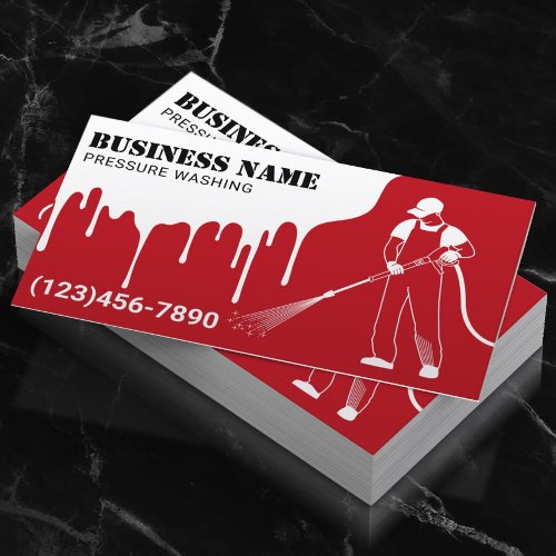 Pressure Power Washing Red Professional Cleaning Business Card