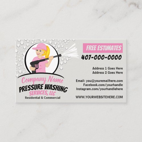 Pressure Power Washing Woman Template Business Card