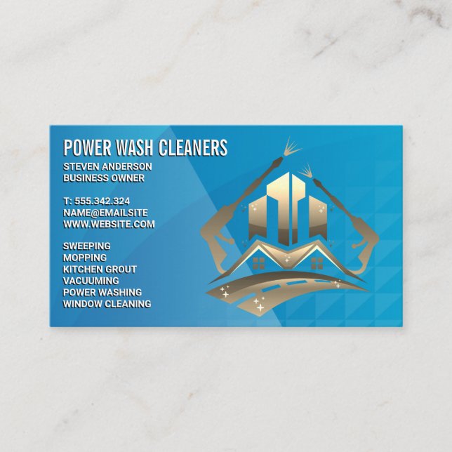 Pressure Wash Cleaning Logo Business Card (Front)