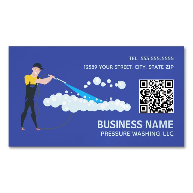 Pressure Wash Custom QR Business Card Magnet (Front)
