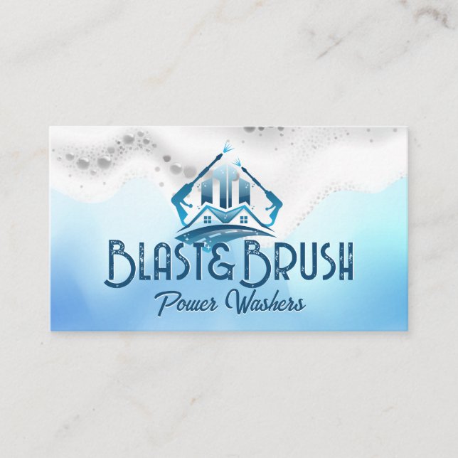 Pressure Wash Logo | Soap Suds Business Card (Front)