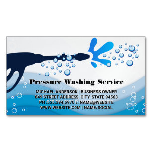 Pressure Wash Water Spray Soap Bubbles Business Business Card Magnet
