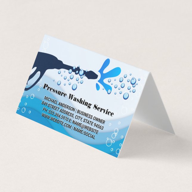 Pressure Wash Water Spray | Soap Bubbles Business  Card (Front)