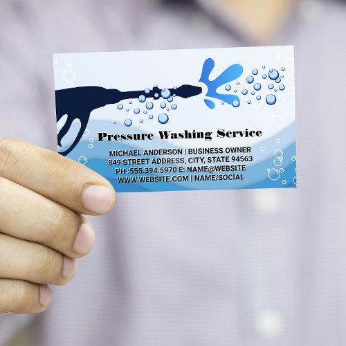 Pressure Wash Water Spray  Soap Bubbles Business Card