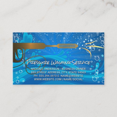 Pressure Washer  Bubbles  Water Spray Business Card