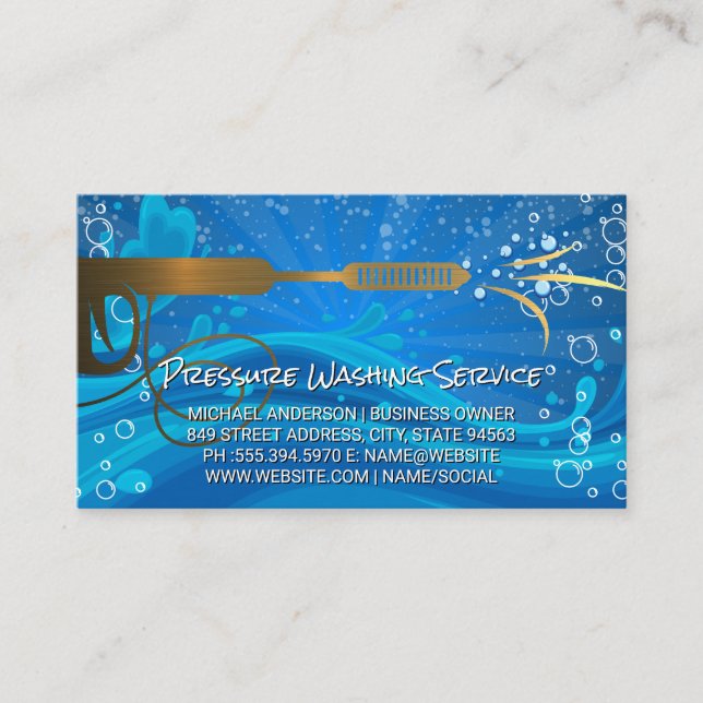 Pressure Washer | Bubbles | Water Spray Business Card (Front)