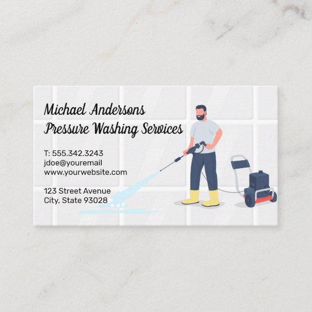 Pressure Washer Cleaning Services Business Card (Front)