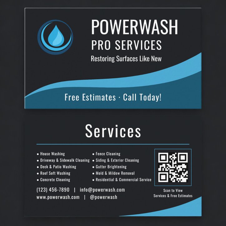 Pressure Washer QR Code Professional Business Card