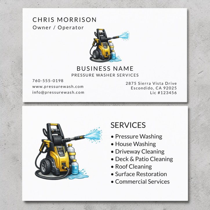 Pressure Washer Services Professional Business Card