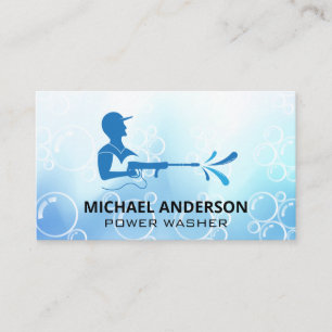 Pressure Washer Services Soap Bubbles Business Card
