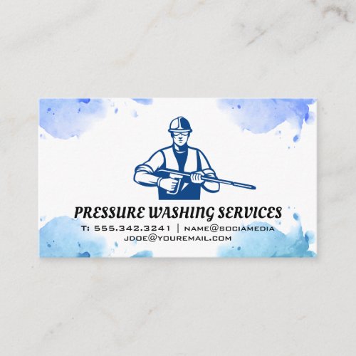 Pressure Washer Worker Business Card