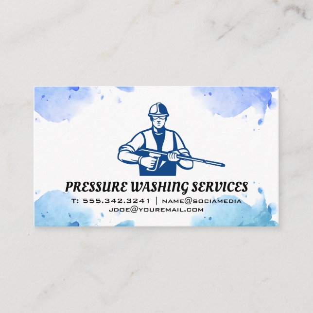 Pressure Washer Worker Business Card (Front)