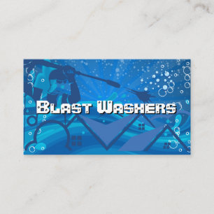 Pressure Washer Worker Water Soap Bubbles Business Card