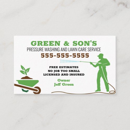 Pressure washing and Lawn Care Business Card