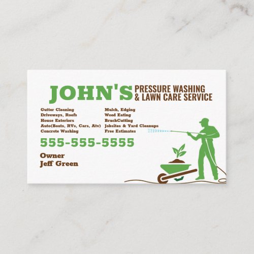 Pressure washing and Lawn Care Business Card