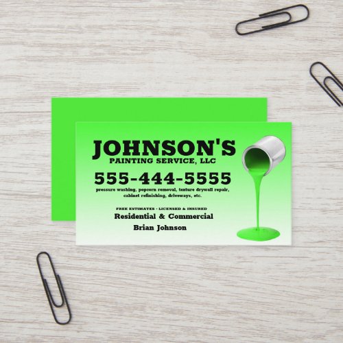 Pressure washing and Painting with details Busines Business Card