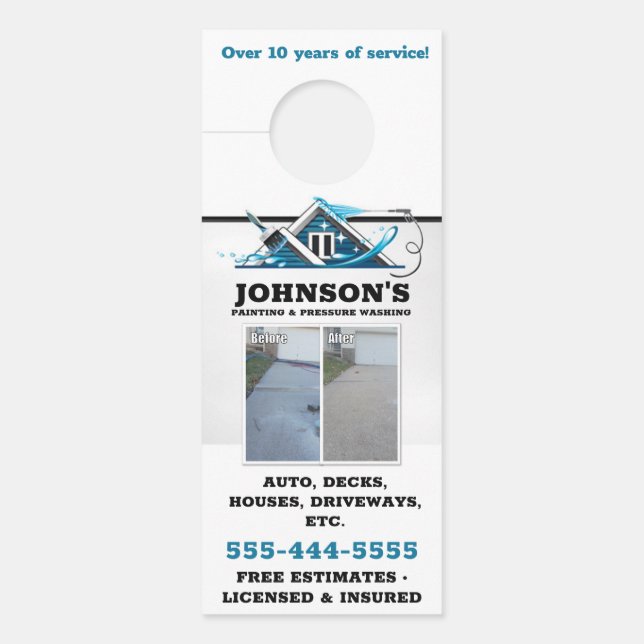 Pressure washing and Painting with details  Door Hanger (Front)