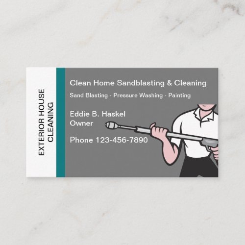 Pressure Washing And Sandblasting Home Business Card