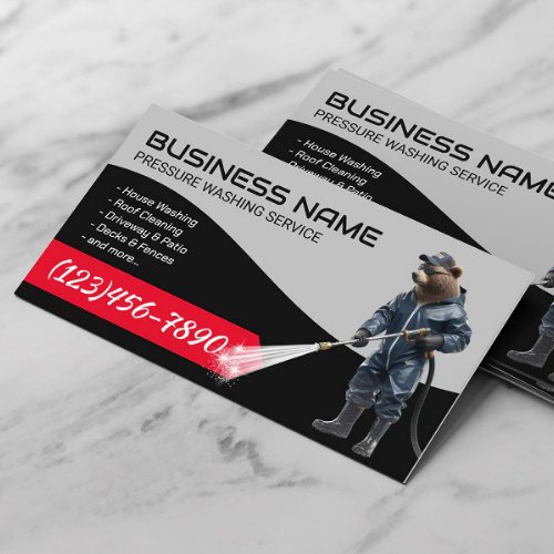 Pressure Washing Bear Power Washer House Cleaning Business Card