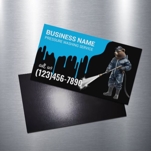 Pressure Washing Bear Power Washer House Cleaning Business Card Magnet