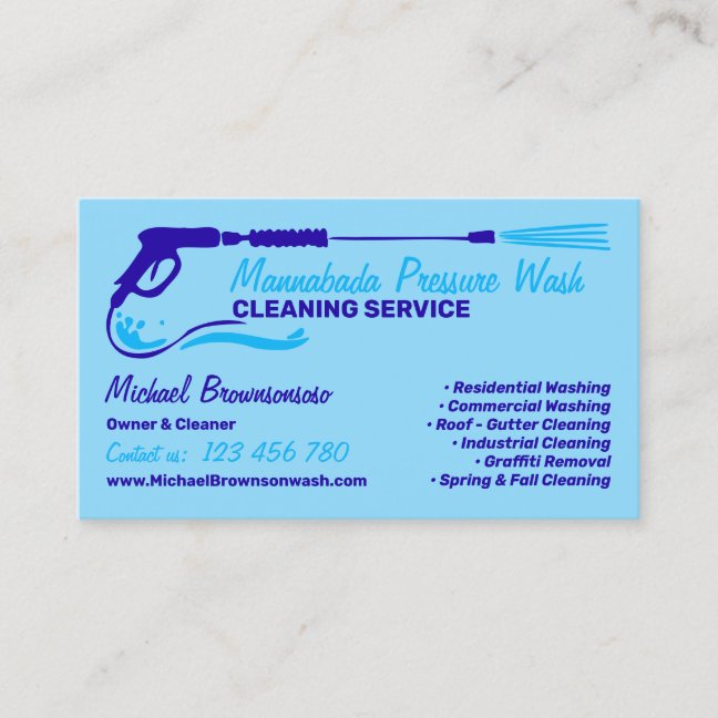 Pressure Washing Black Power blue navy Business Card