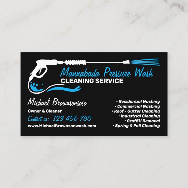 Pressure Washing Black Power Wash Cleaner CLEANING Business Card