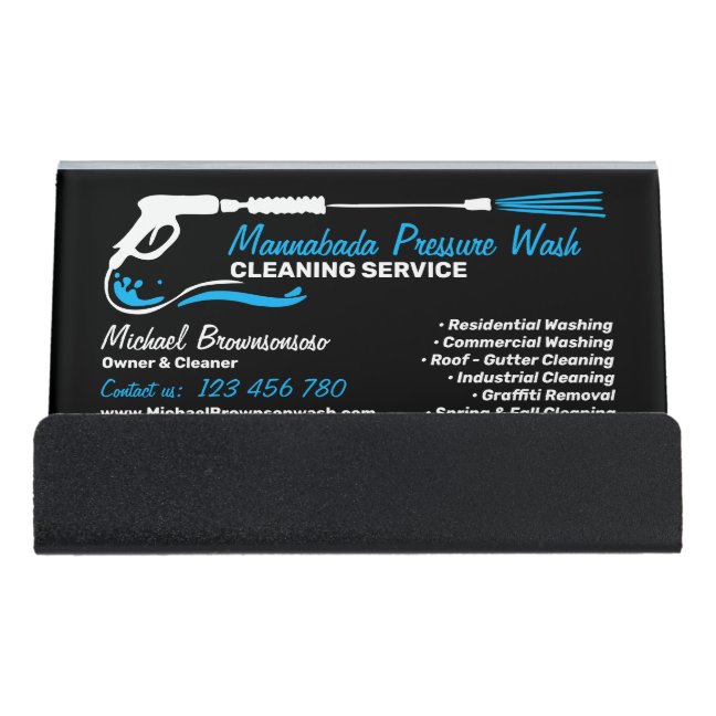 Pressure Washing Black Power Wash Cleaner Office Desk Business Card Holder