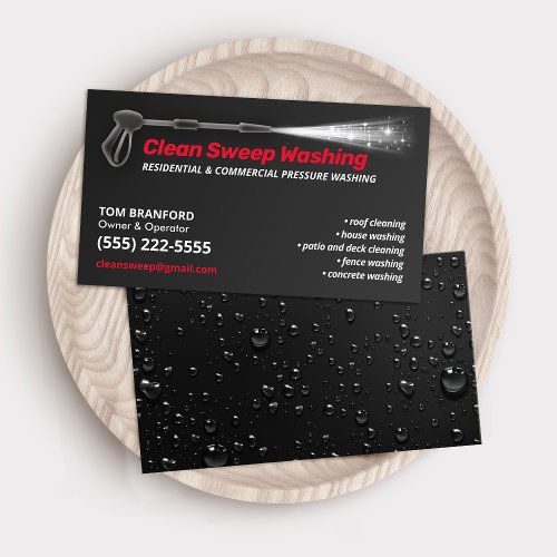 Pressure Washing Black Power Wash Cleaner Red Business Card