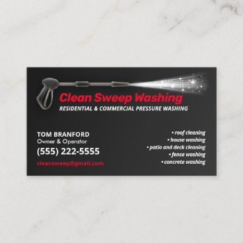 Pressure Washing Black Power Wash Cleaner Red Business Card by sm_business_cards at Zazzle