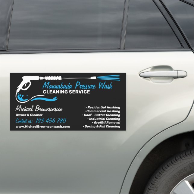 Pressure Washing Black Power Wash Cleaner Services Car Magnet (In Situ)