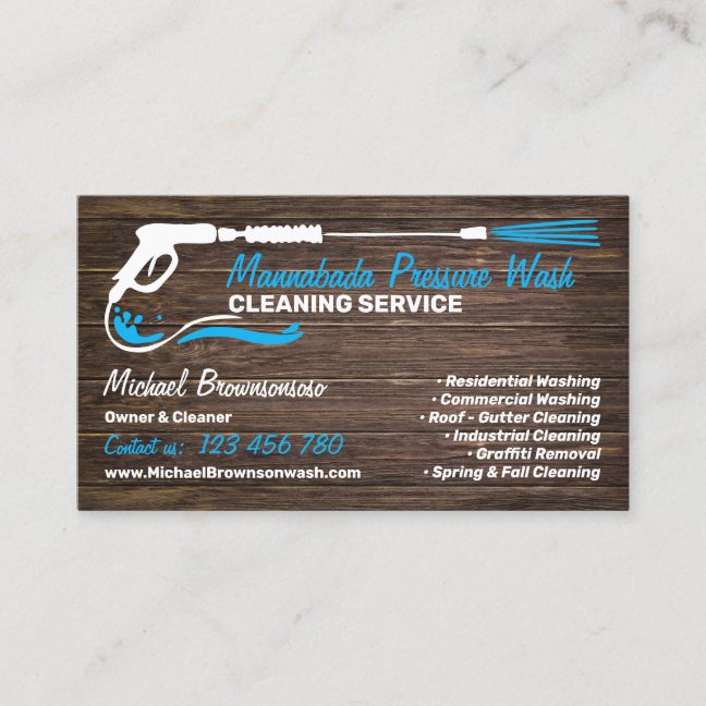 Pressure Washing Black Power Wash Cleaner wood Business Card
