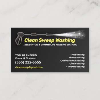 Pressure Washing Black Power Wash Cleaner Yellow Business Card by sm_business_cards at Zazzle