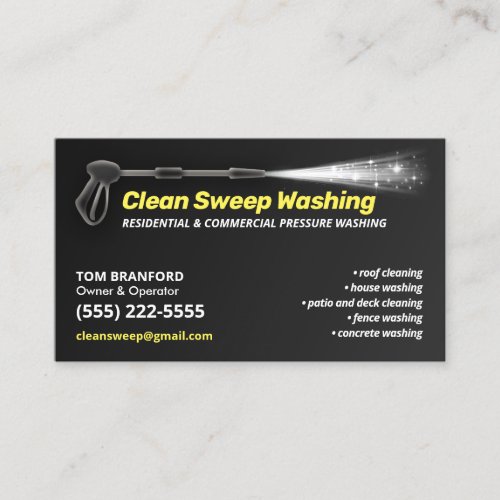 Pressure Washing Black Power Wash Cleaner Yellow Business Card