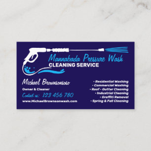 Pressure Washing Black Power Wash navy Business Card