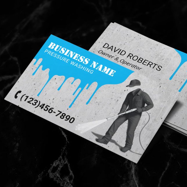 Pressure Washing Black Power Washer Cleaning Business Card (Creator Uploaded)
