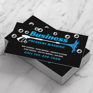 Pressure Washing Black Power Washer House Cleaning Business Card