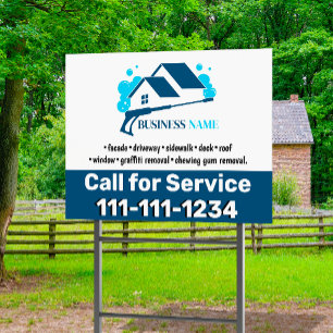 Pressure Washing Blue Power Washer House Cleaning Sign