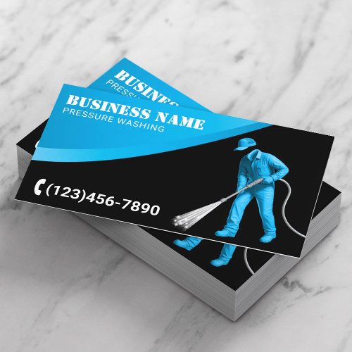Pressure Washing Blue Power Washer Modern Cleaning Business Card