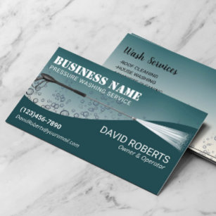 Pressure Washing Bubbles Teal Power Wash Cleaning Business Card