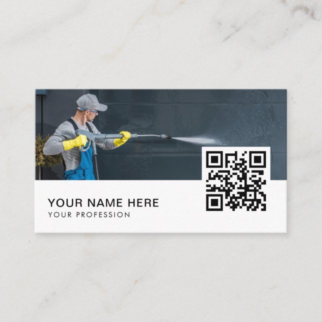 Pressure Washing |  Cleaner | QR Code Business Business Card (Front)