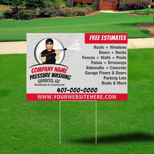 Pressure Washing  Cleaning 12x18 Template Sign