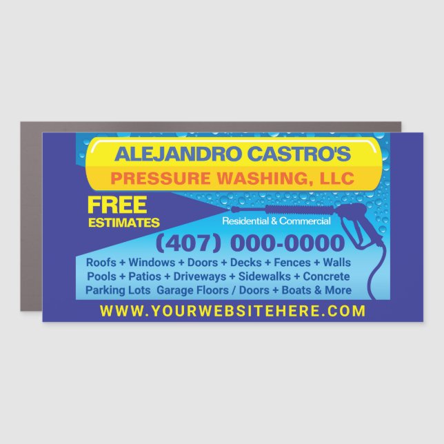 Pressure Washing & Cleaning 12"x24" Template Car M Car Magnet (Front)
