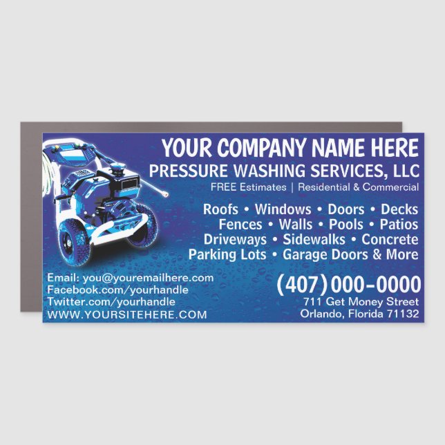 Pressure Washing & Cleaning 12"x24" Template Car Magnet (Front)