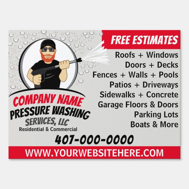 Pressure Washing & Cleaning 18"x24" Template Sign (Front)