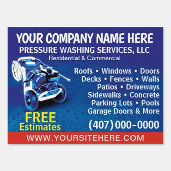 Pressure Washing & Cleaning 18"x24" Template Sign by WhizCreations at Zazzle