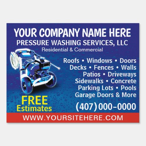 Pressure Washing  Cleaning 18x24 Template Sign