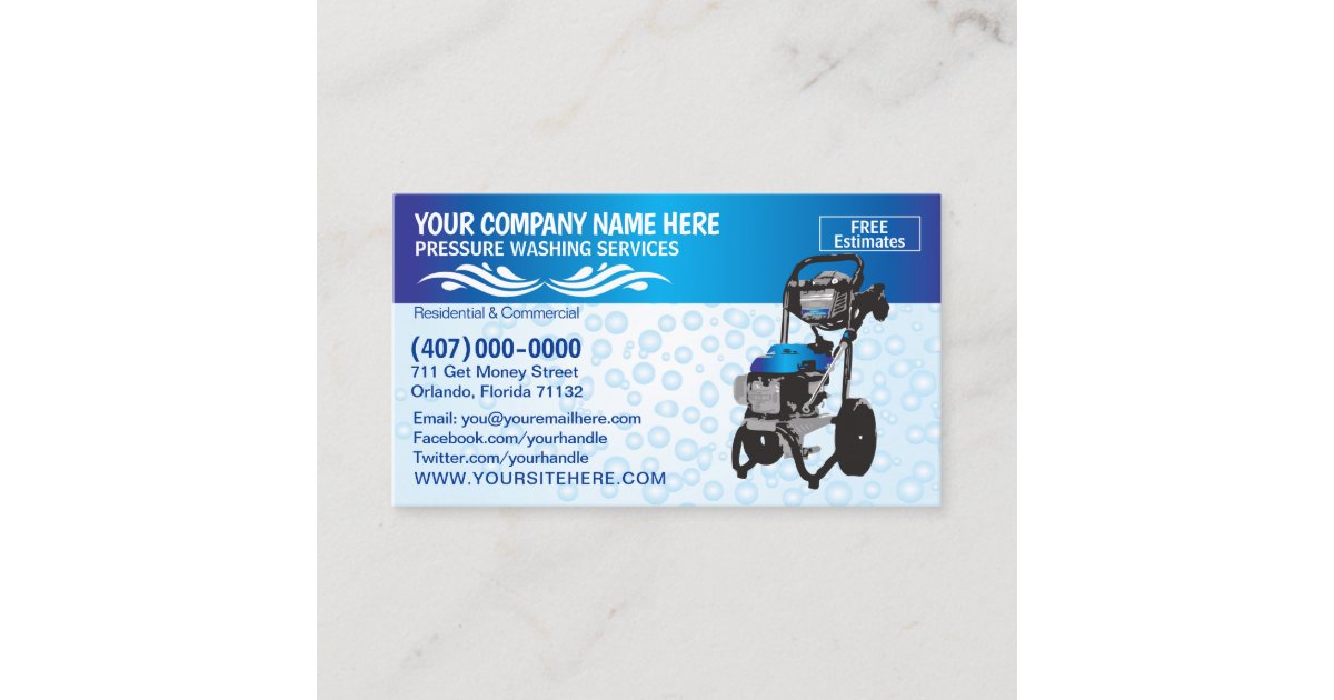 Pressure Washing & Cleaning Business Card Template Zazzle