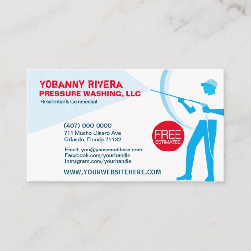 Customizable Pressure Washing &amp; Cleaning Business Card Template