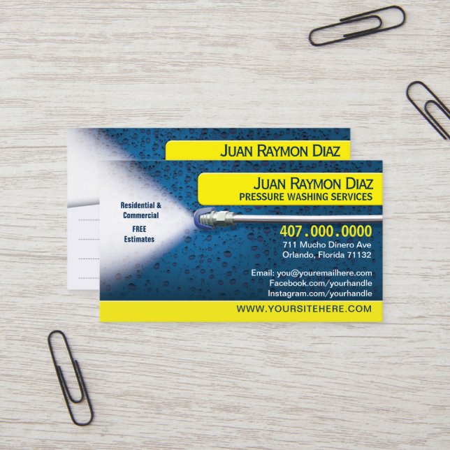 Pressure Washing & Cleaning Business Card Template (Front/Back In Situ)